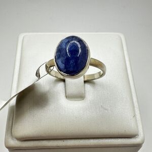 NWT 9x11mm oval Tanzanite cabochon solitaire ring in sterling silver!
